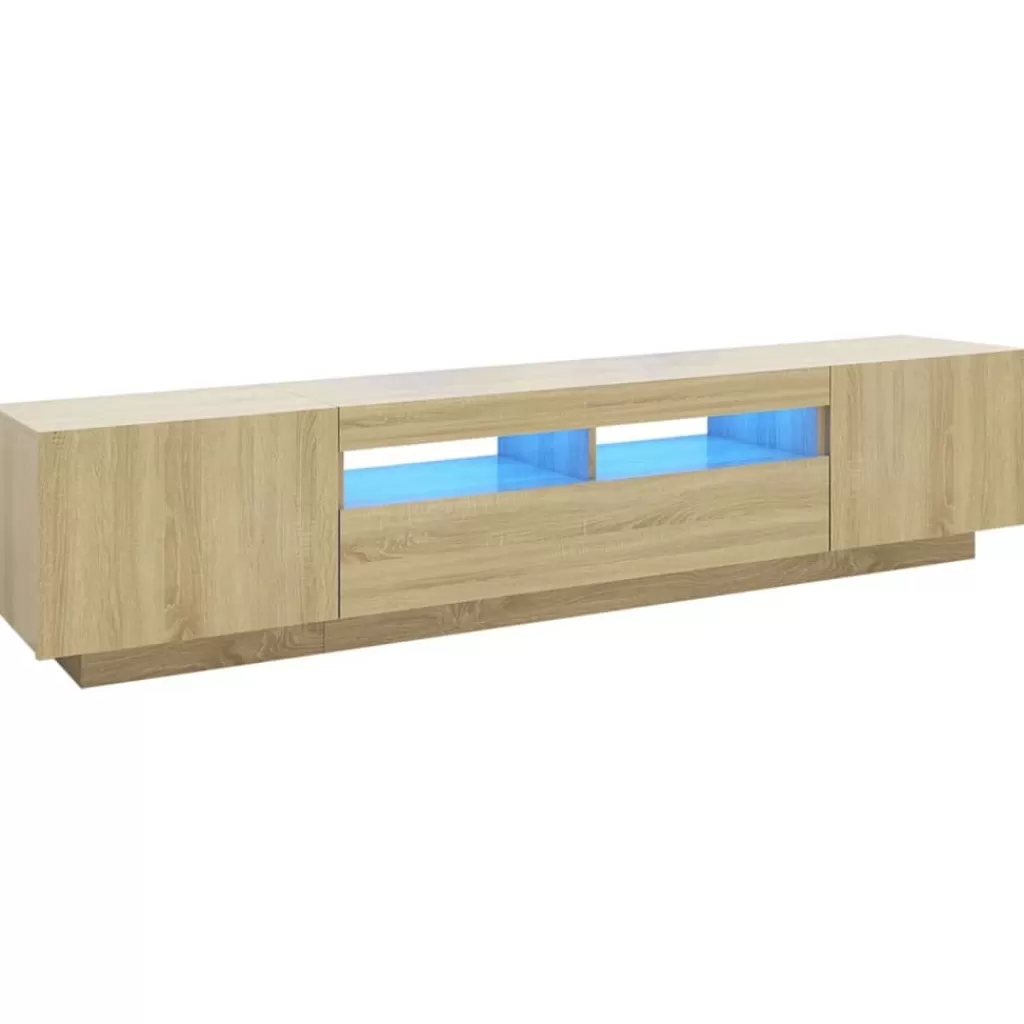 vidaXL Tv-Meubels> Tv-Meubel Met Led-Verlichting 200X35X40 Cm Sonoma Eikenkleurig