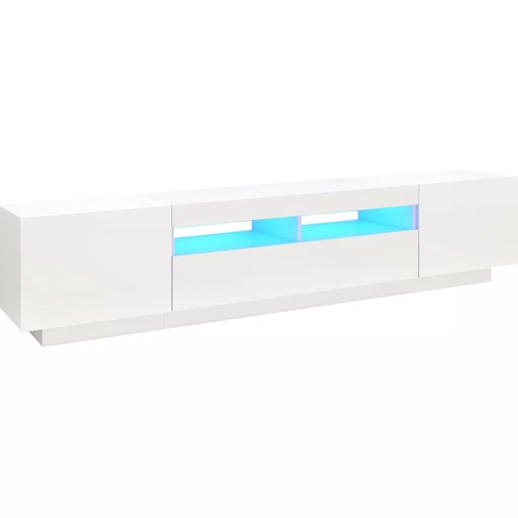 vidaXL Tv-Meubels> Tv-Meubel Met Led-Verlichting 200X35X40 Cm Wit