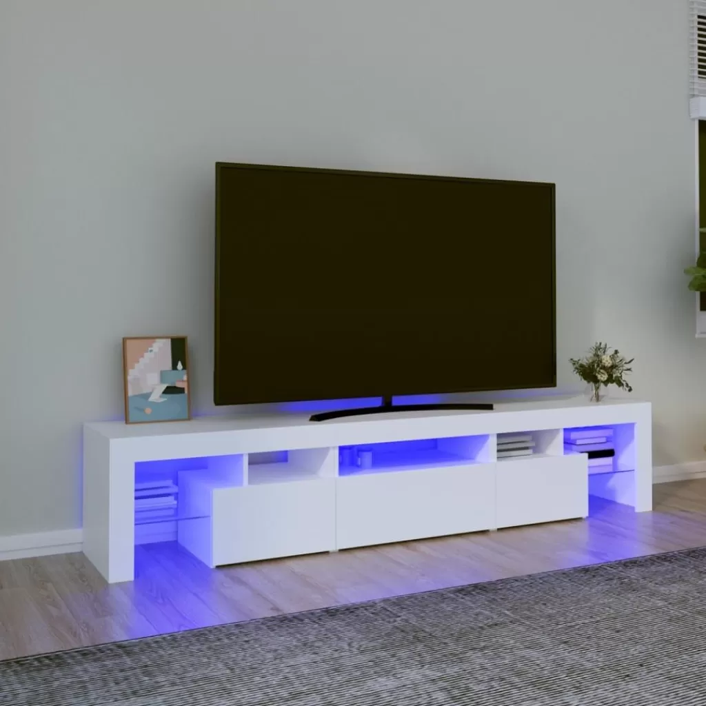 vidaXL Tv-Meubels> Tv-Meubel Met Led-Verlichting 200X36,5X40 Cm Wit