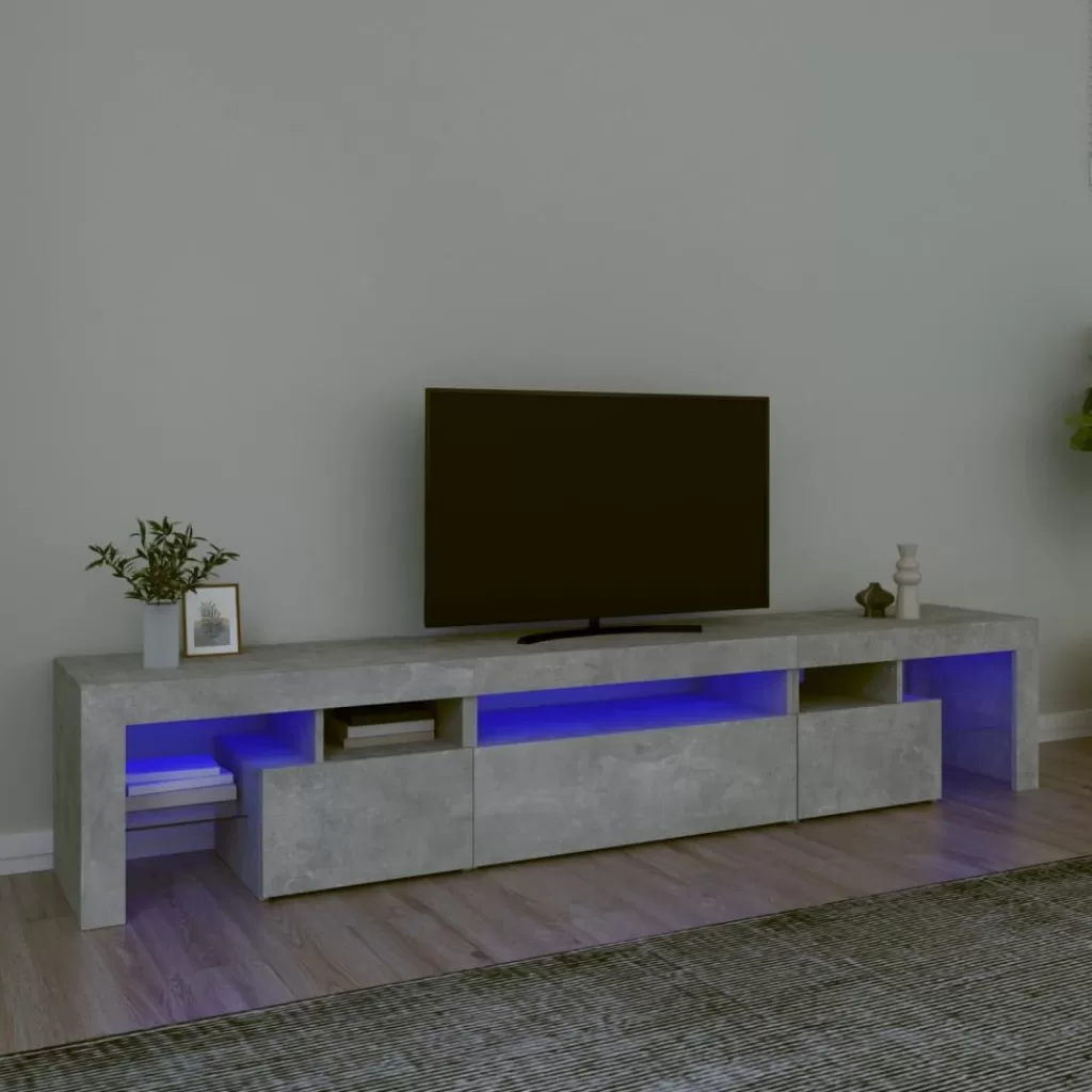 vidaXL Tv-Meubels> Tv-Meubel Met Led-Verlichting 215X36,5X40 Cm Betongrijs