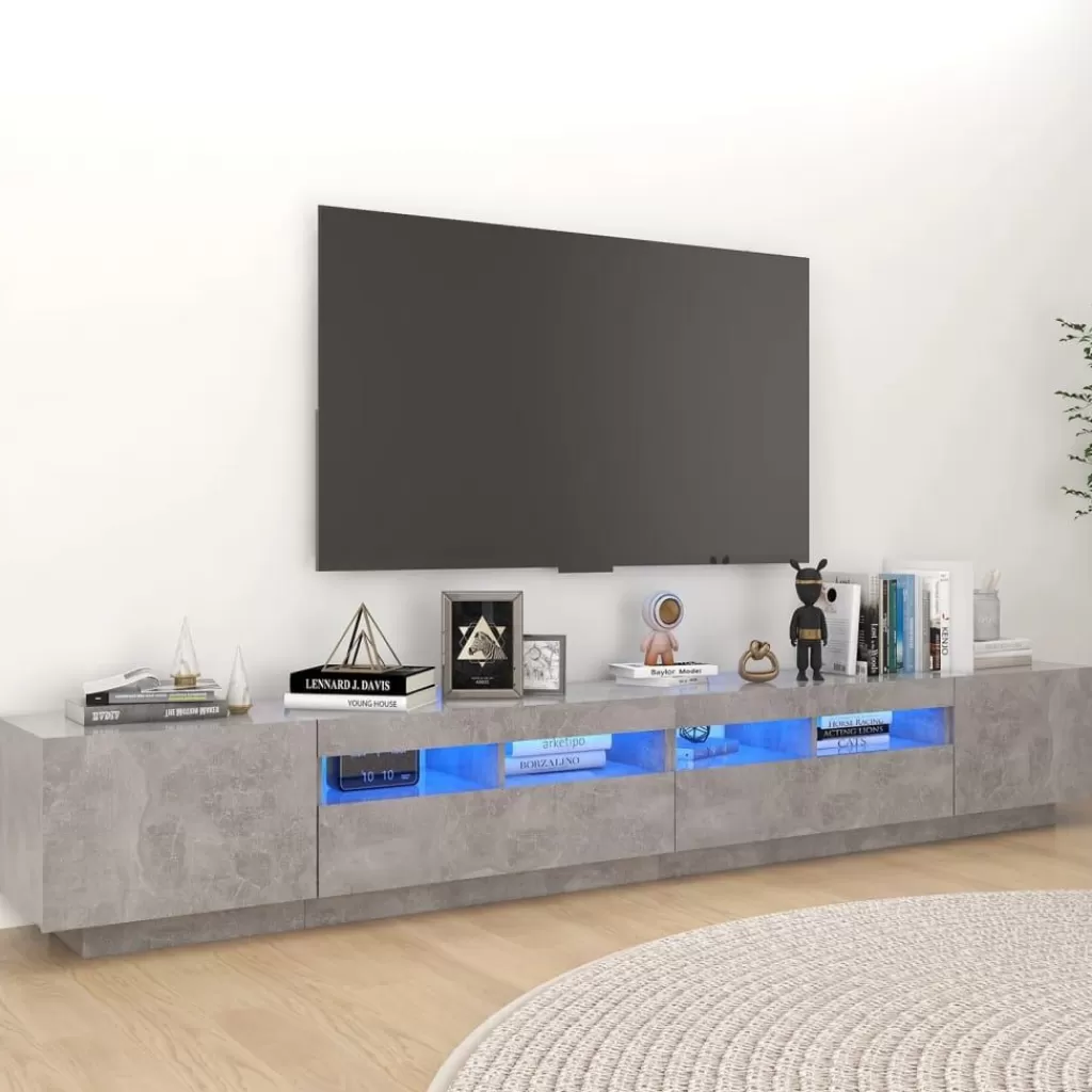 vidaXL Tv-Meubels> Tv-Meubel Met Led-Verlichting 260X35X40 Cm Betongrijs