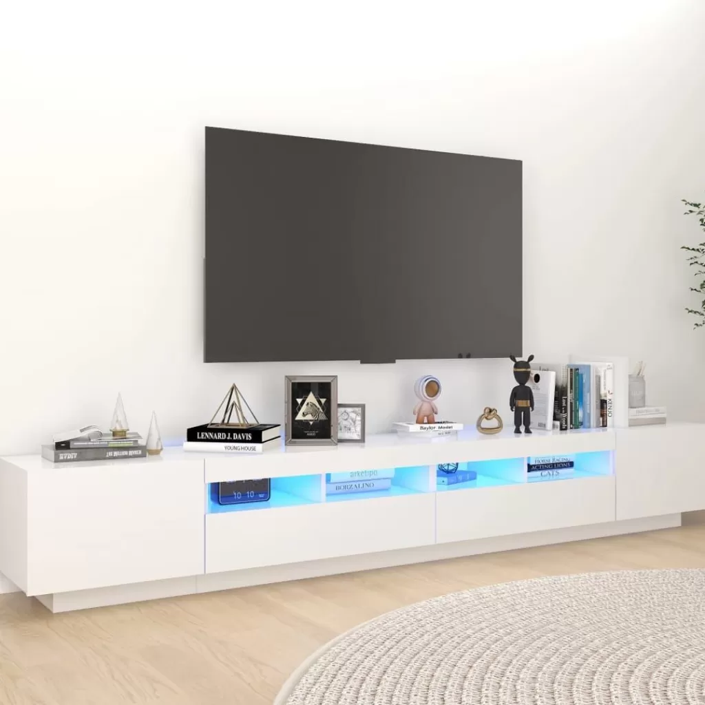 vidaXL Tv-Meubels> Tv-Meubel Met Led-Verlichting 260X35X40 Cm Wit