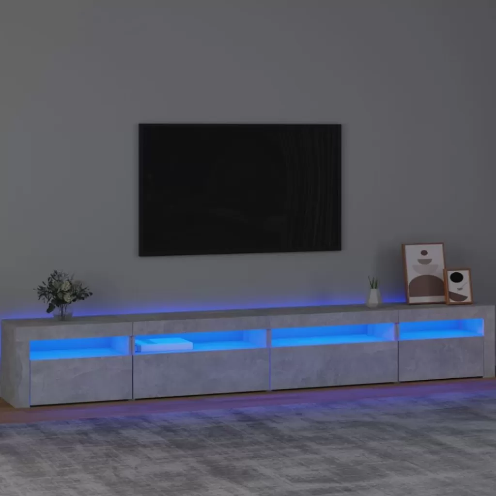 vidaXL Tv-Meubels> Tv-Meubel Met Led-Verlichting 270X35X40 Cm Betongrijs