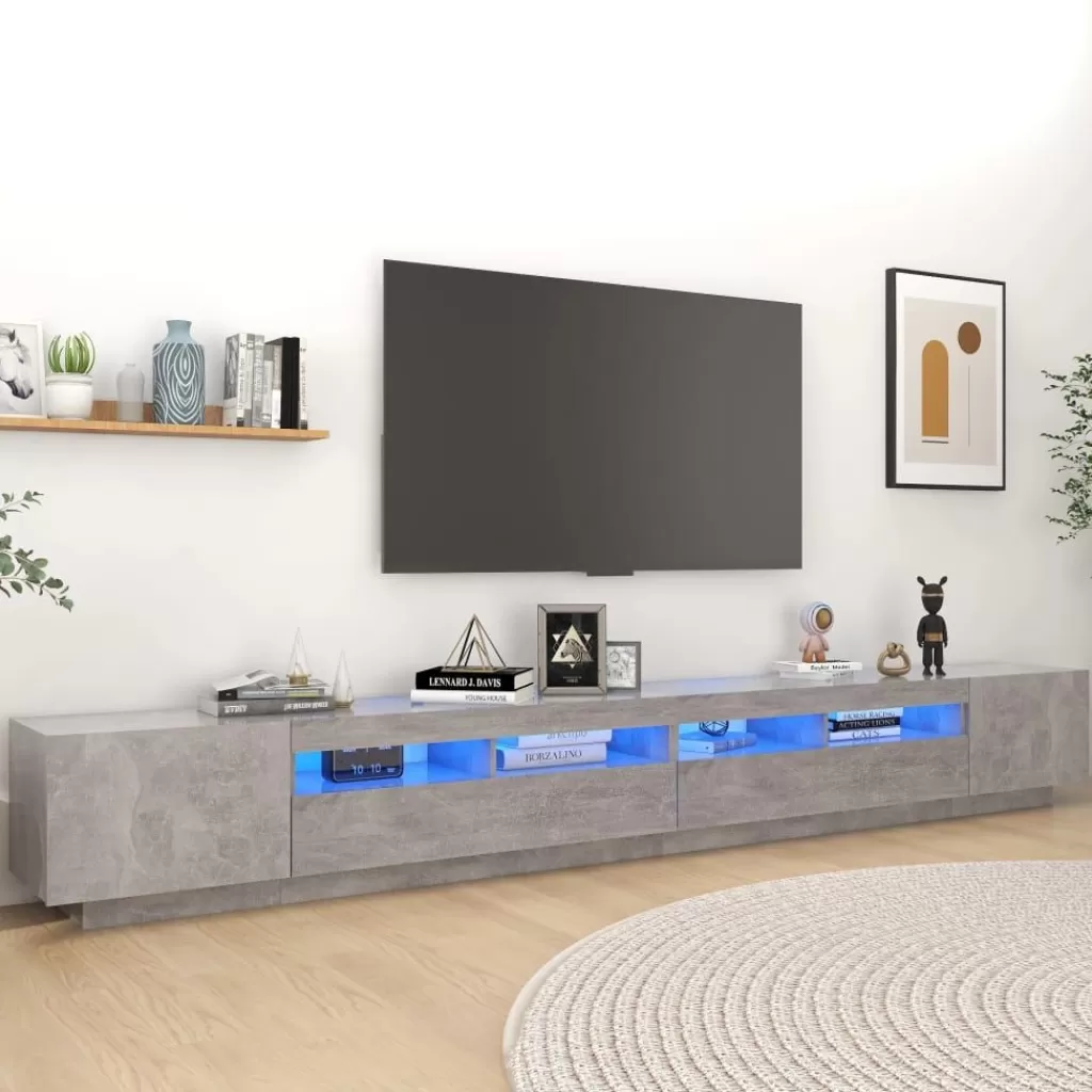 vidaXL Tv-Meubels> Tv-Meubel Met Led-Verlichting 300X35X40 Cm Betongrijs