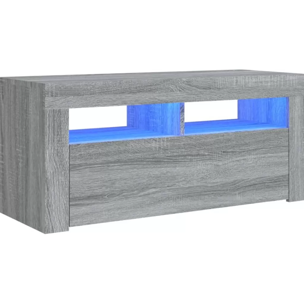 vidaXL Tv-Meubels> Tv-Meubel Met Led-Verlichting 90X35X40 Cm Grijs Sonoma Eiken