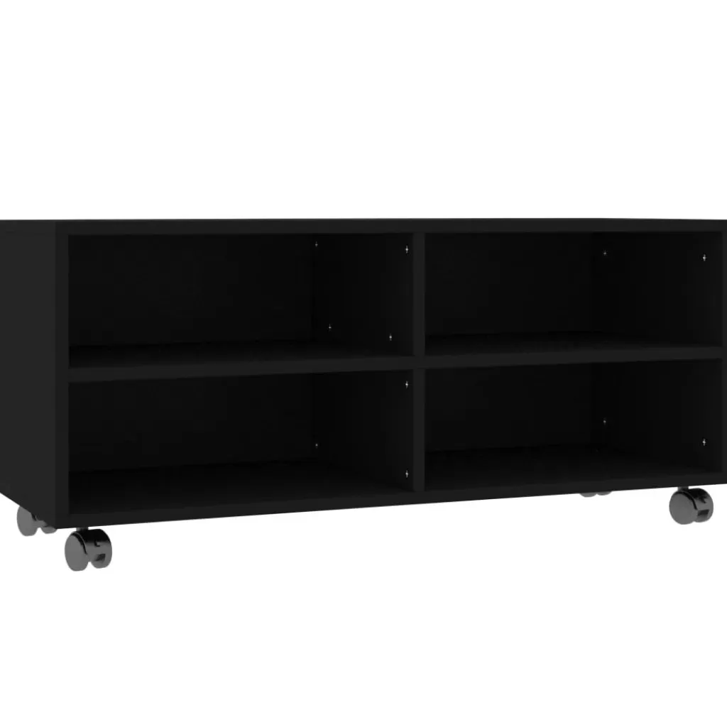 vidaXL Tv-Meubels> Tv-Meubel Met Wieltjes 90X35X35 Cm Bewerkt Hout Zwart