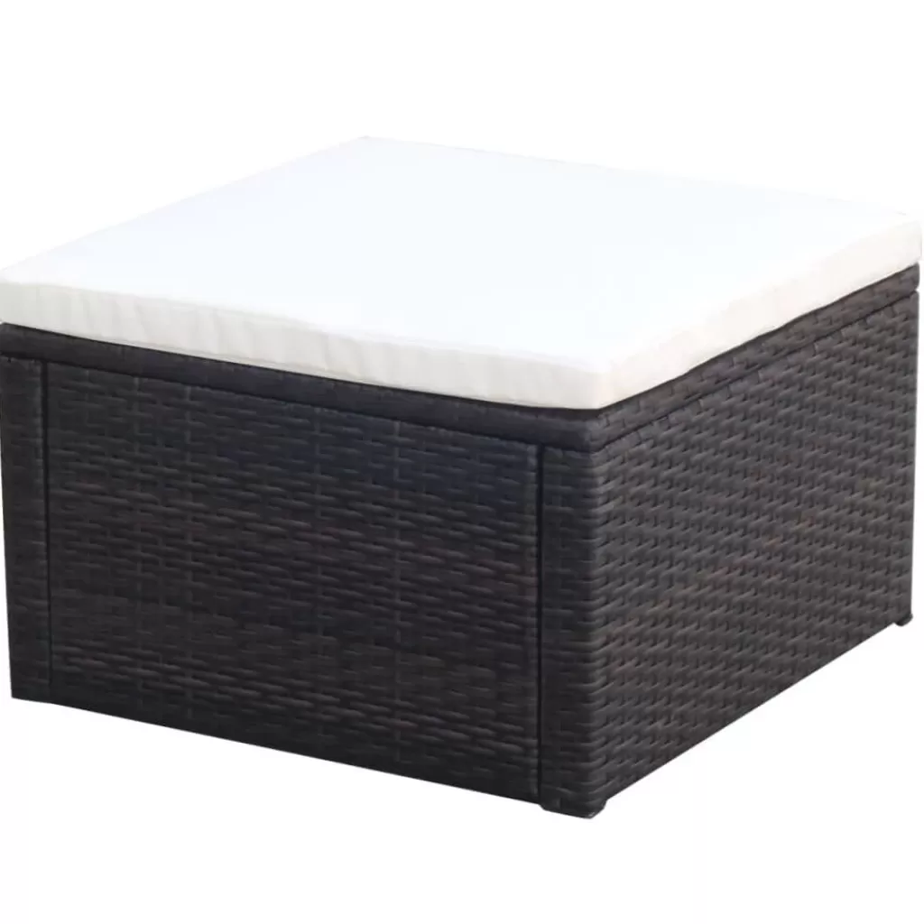 vidaXL Poefs> Voetenbank/Poef Bruin 53X53X30 Cm Poly Rattan