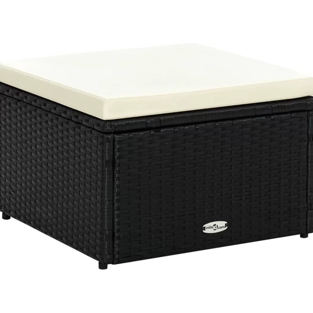 vidaXL Poefs> Voetenbank/Poef Zwart 53X53X30 Cm Poly Rattan