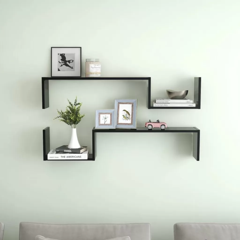 vidaXL Boekenkasten & Wandplanken> Wandschappen 2 St 100X15X20 Cm Spaanplaat Zwart