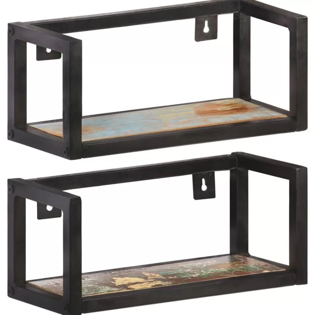 vidaXL Boekenkasten & Wandplanken> Wandschappen 2 St 40 Cm Massief Gerecycled Hout