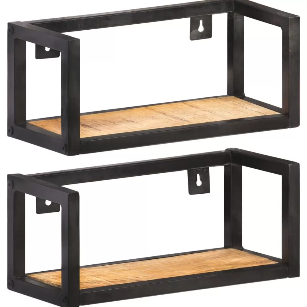 vidaXL Boekenkasten & Wandplanken> Wandschappen 2 St 40 Cm Ruw Mangohout