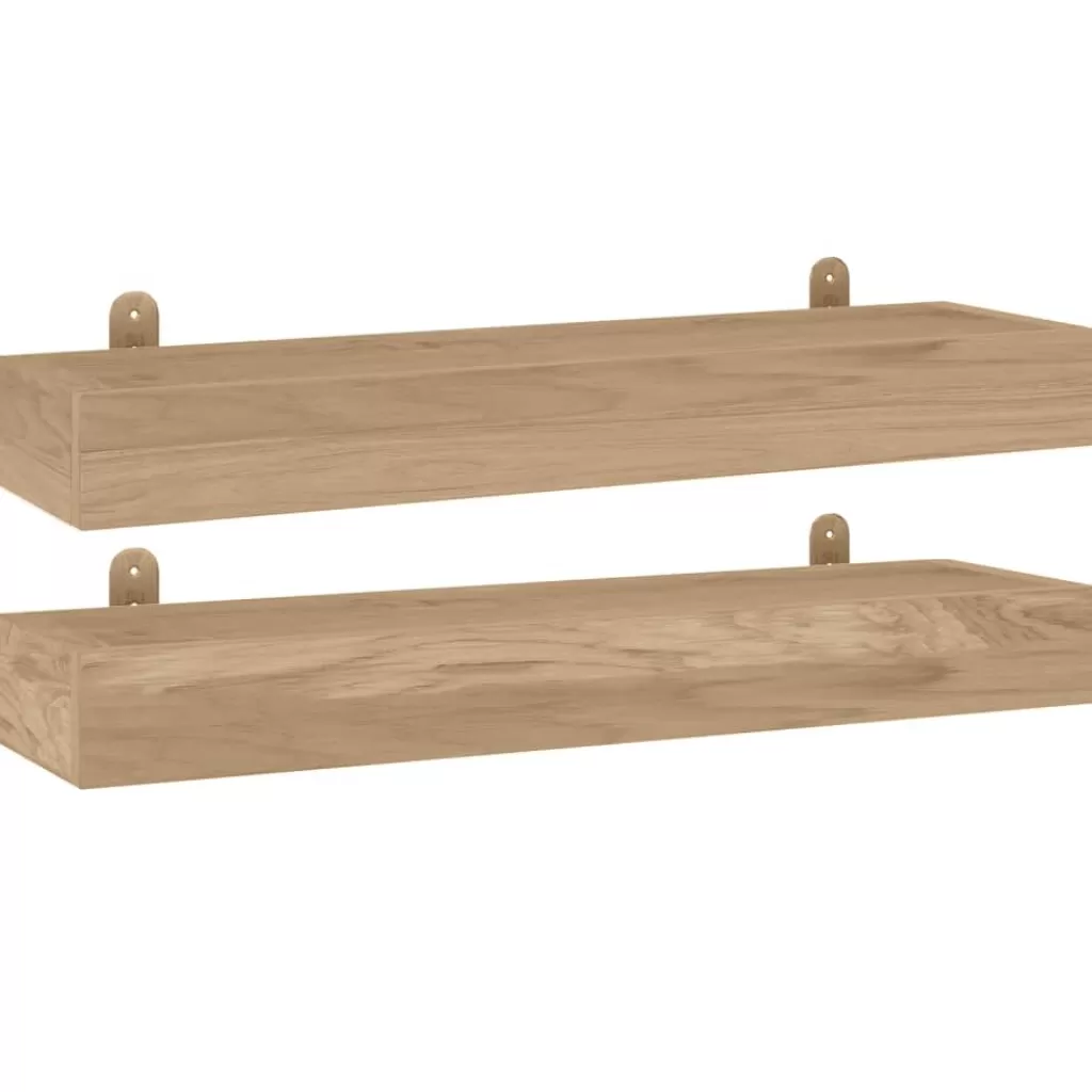 vidaXL Boekenkasten & Wandplanken> Wandschappen 2 St 60X15X6 Cm Massief Teakhout