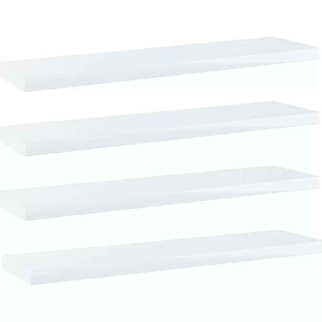 vidaXL Boekenkasten & Wandplanken> Wandschappen 4 St 40X10X1,5 Cm Spaanplaat Hoogglans Wit