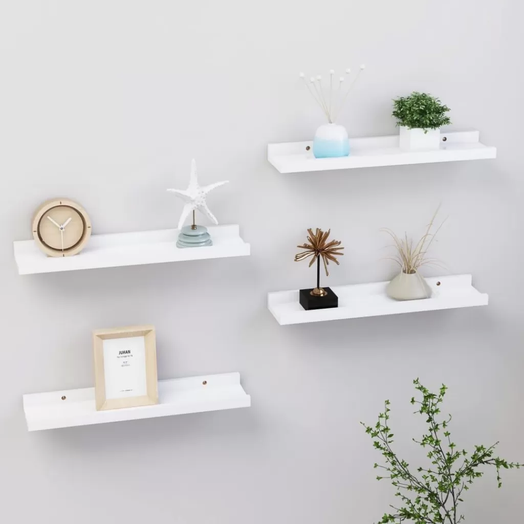 vidaXL Boekenkasten & Wandplanken> Wandschappen 4 St 40X9X3 Cm Wit