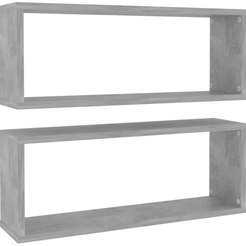 vidaXL Boekenkasten & Wandplanken> Wandschappen Kubus 2 St 60X15X23 Cm Spaanplaat Betongrijs